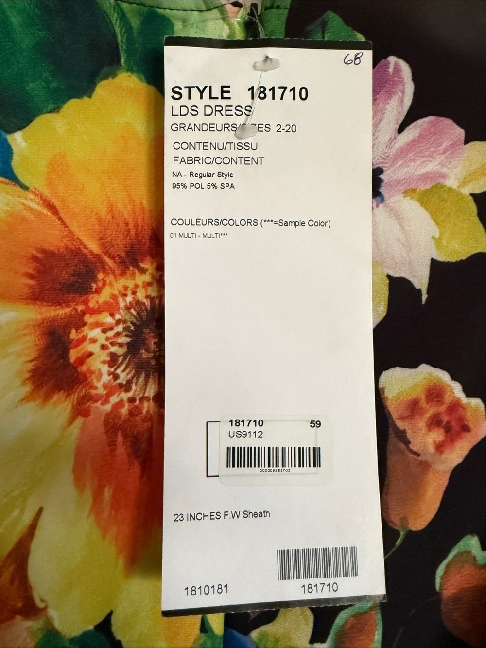 Joseph Ribkoff Tropical Floral Print Dress Cap Sleeves #181710 Women's Size 10 - Picture 9 of 13